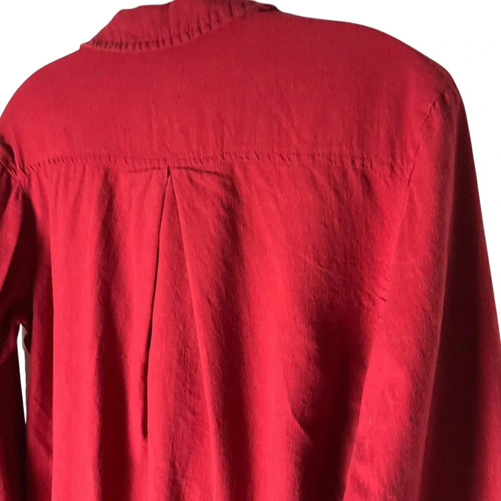 Restoration Hardware Pajama Set Cashmere Cotton Long Sleeve Button-Down Red XS